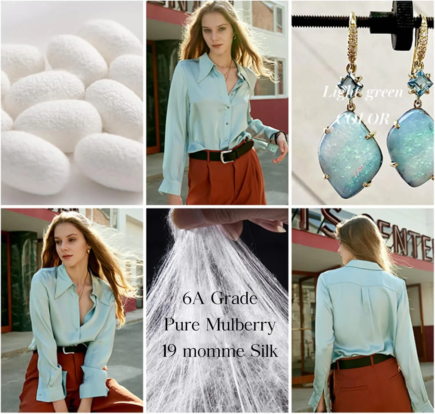 COLD POSH Silk Blouses for Women Long Sleeve Women’s 100% Pure Silk Blouses Elegant Button Down Shirt Smooth Tops Cool Shirts