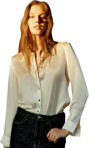 COLD POSH Silk Blouses for Women Long Sleeve Women’s 100% Pure Silk Blouses Elegant Button Down Shirt Smooth Tops Cool Shirts