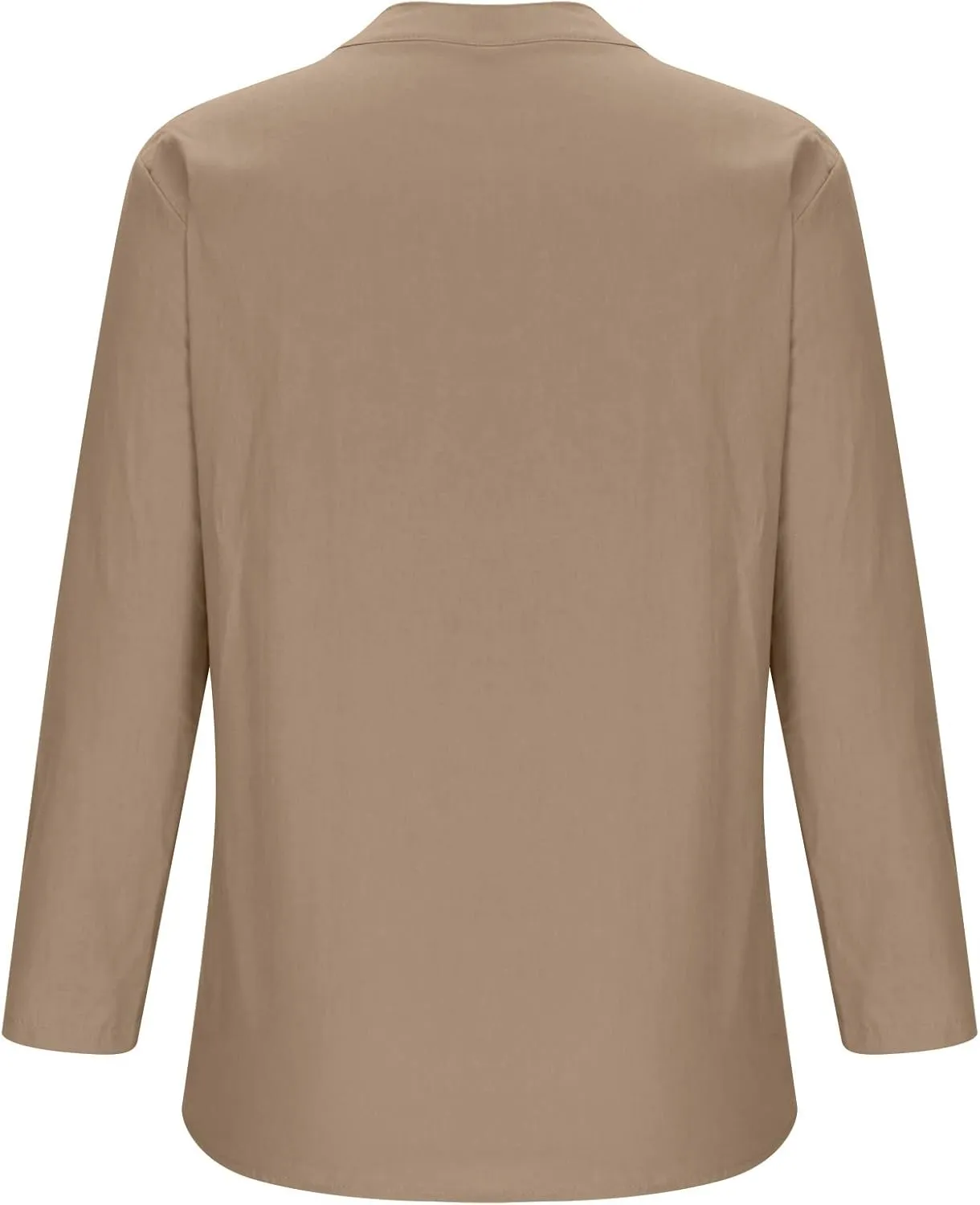 Cotton Linen Shirts for Women Long Sleeve Loose Fit Casual Blouse V Neck Button Down Basic Tees 2025 Summer Tops
