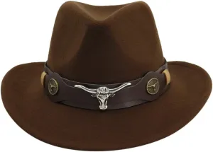 Cowboy Cowgirl Hat for Women and Men Western Style Hats with Shapeable Brim Suede Panama Hats with Decorative Bands