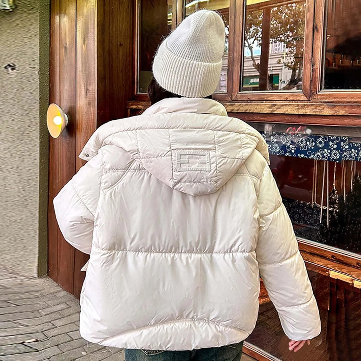 Cropped Puffer Down Jackets for Women Thermal Baggy Long Sleeve Padded Coats Teen Girls Hooded Thicken Bubble Jackets