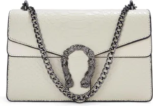 Crossbody Bag Purses for Women - Snake Printed Vegan Leather Clutch Purses with Chain Strap Small Satchel Bag