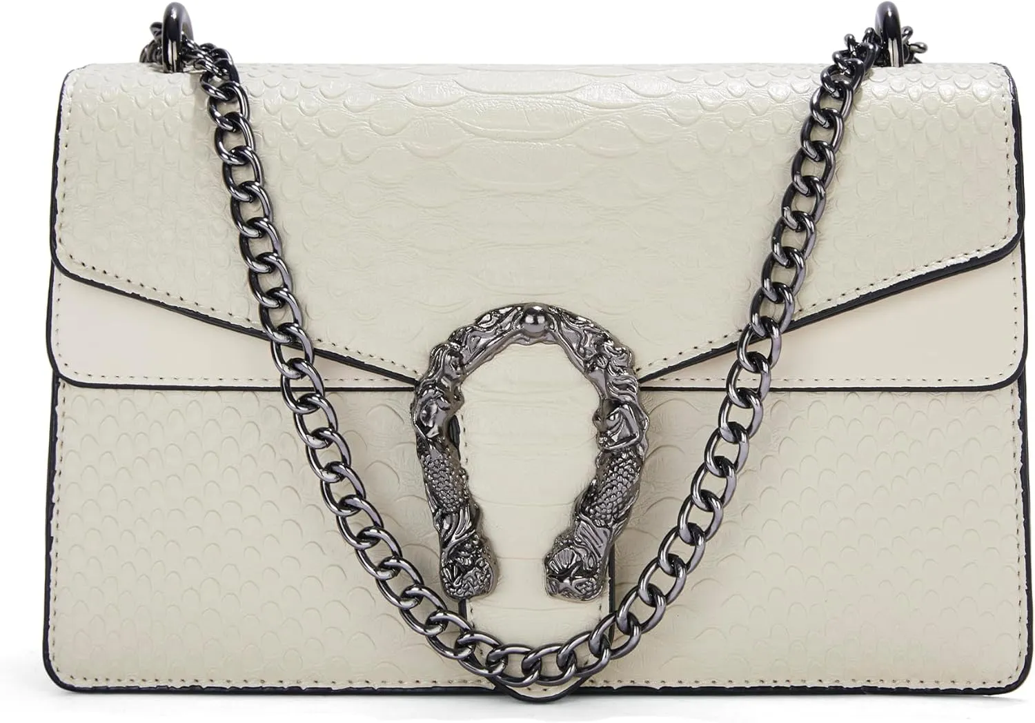 Crossbody Bag Purses for Women - Snake Printed Vegan Leather Clutch Purses with Chain Strap Small Satchel Bag