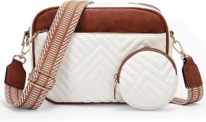 Crossbody Purses for Women Vegan Leather Small Handbags Bags with Detachable Coin Pouch Adjustable Guitar Wide Strap