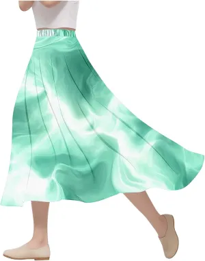 DDAPJ pyju Women's Flowy Maxi Skirt Summer Pleated High Waisted Casual Long Skirts Plus Size Trendy Printed A-Line Skirts
