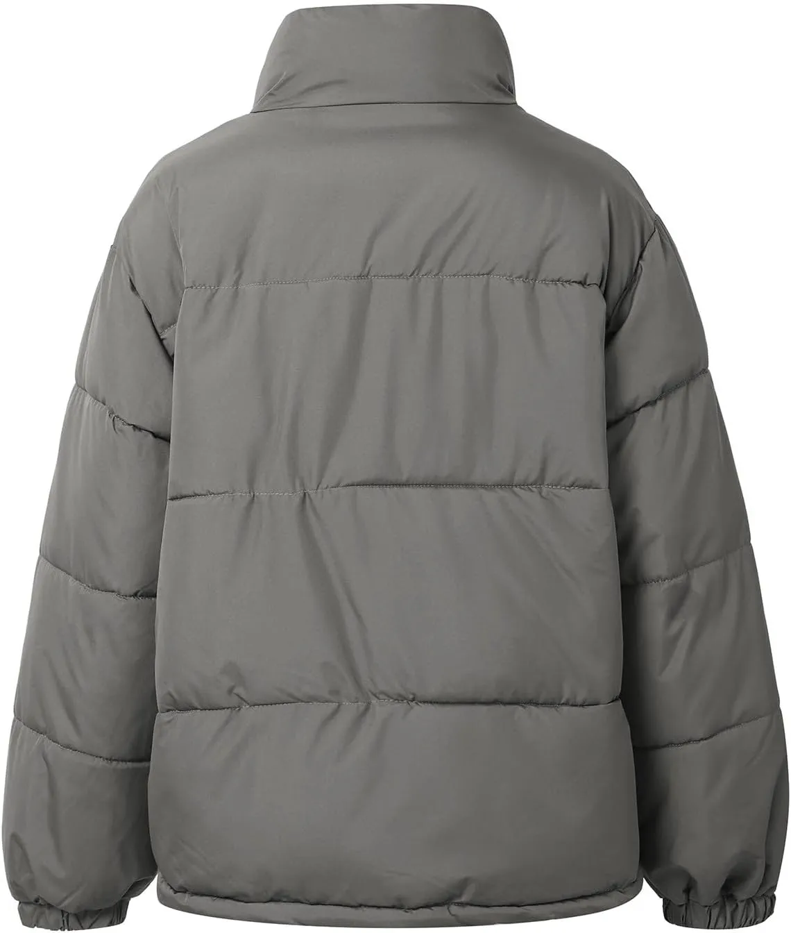 Down Jackets for Women Winter Solid Color Long Sleeve Stand Collar Padded Jacket Loose Fit Lightweight Warm Coats