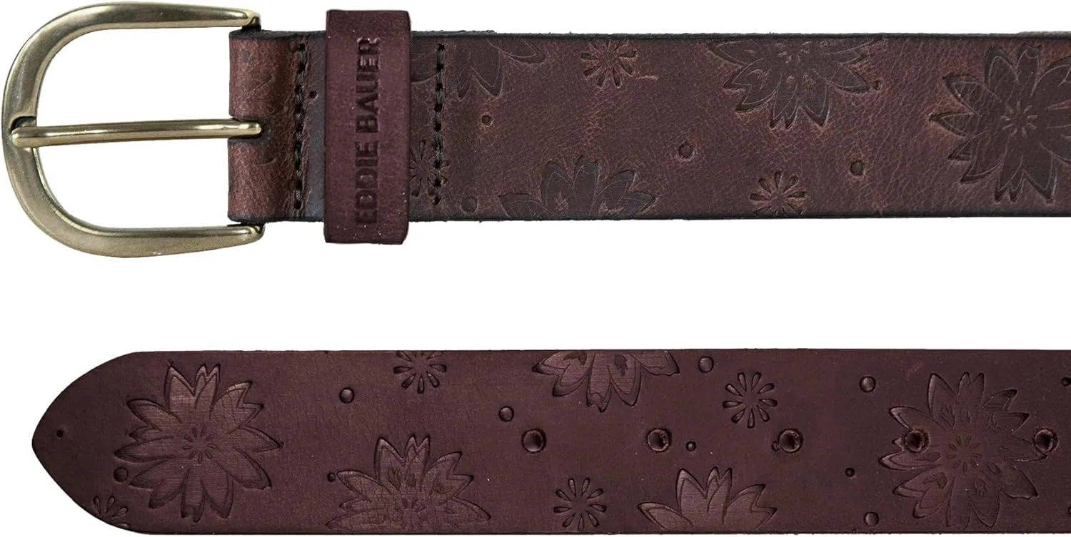 Eddie Bauer Women's Casual Leather Belts with Durable Metal Buckle