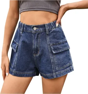 Fashion Denim Shorts for Women 2024 Summer High Waisted Stretch Shorts Dressy Loose Fit Button Jean Shorts with Pocket