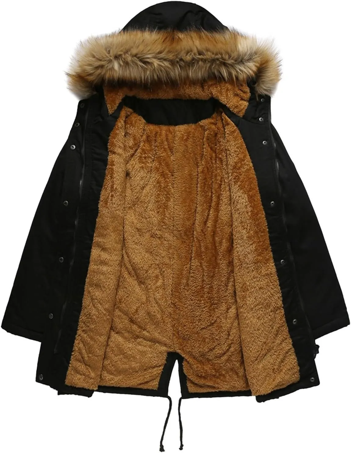 Fleece Jacket for Women Sherpa Lined Button Zip Up Warm Hooded Winter Jacket Fashion Fur Collar Solid Color Outwear