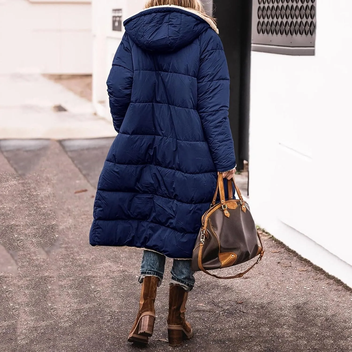 Fleece Jackets for Women Casual Zip Up Solid Color Reversible Teddy Long Coat Womens Padded Heavyweight Soft Jacket