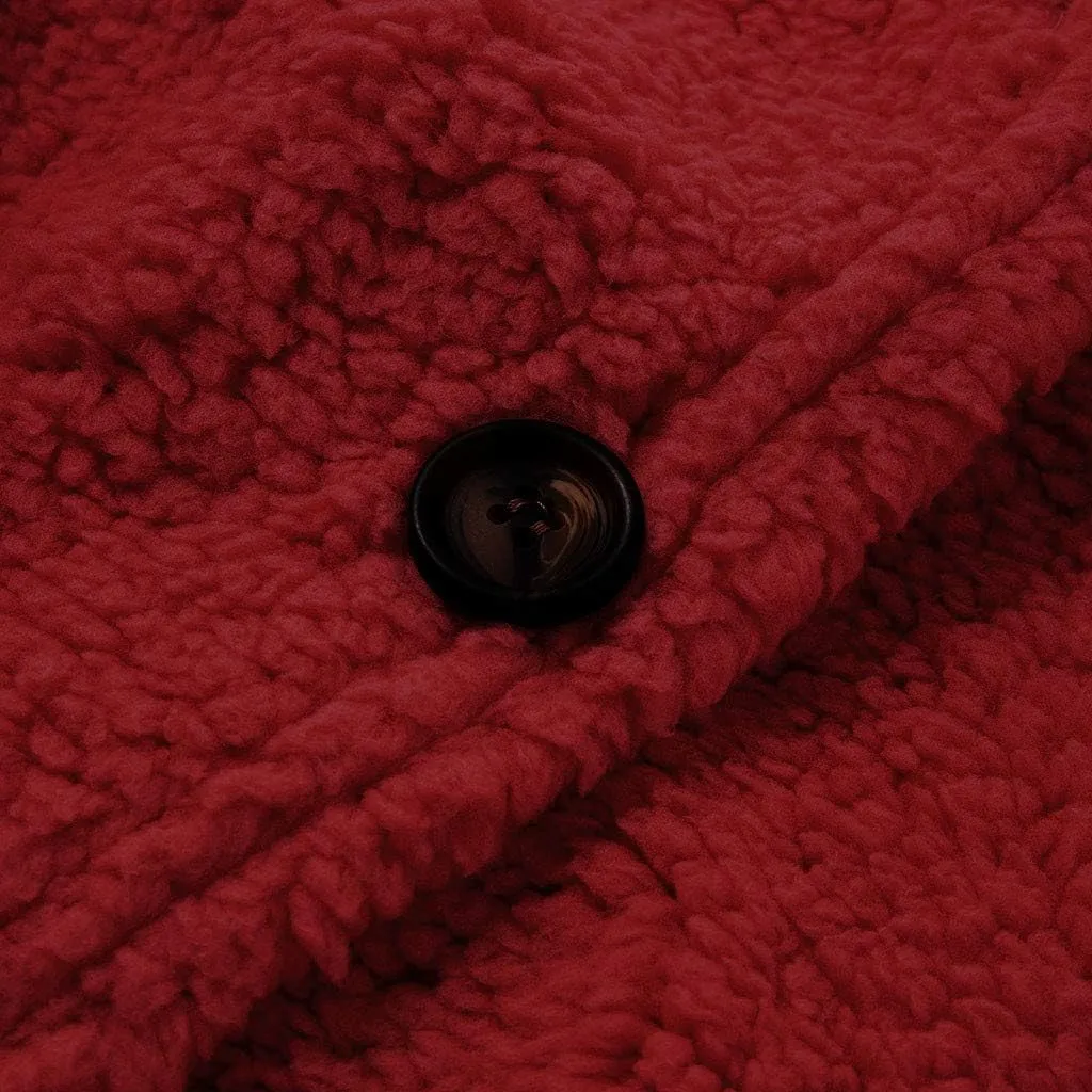 Fuzzy Fleece Jacket for Women Fashion Solid Color Loose Fit Cardigans Sweaters Button Down Open Front Plush Sweatshirt
