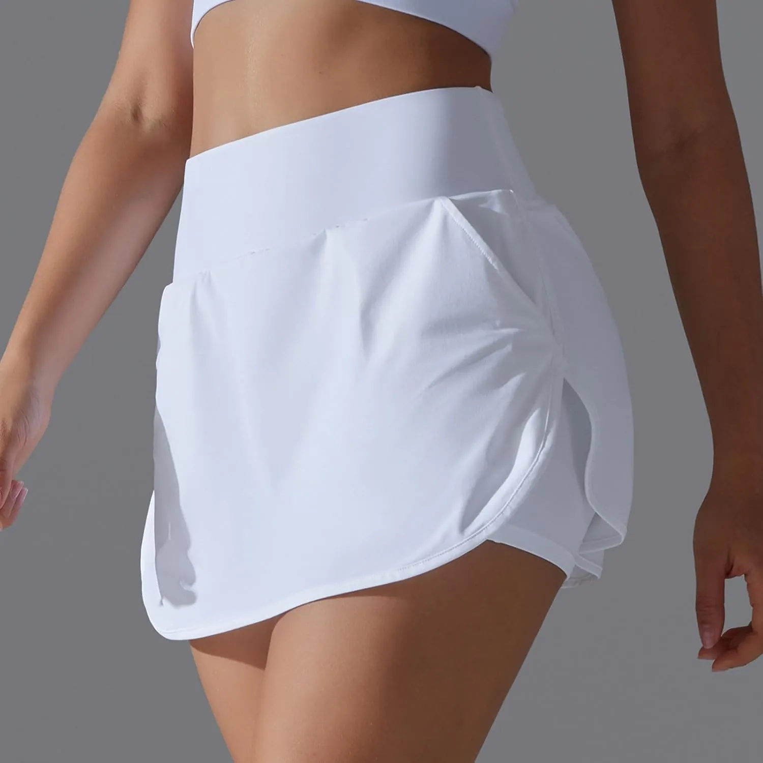 Gcvizuso Shorts for Women High Waisted Quick Dry Pants Athletic Workout Tennis Skirts Flowy Running Solid Short with Pocket