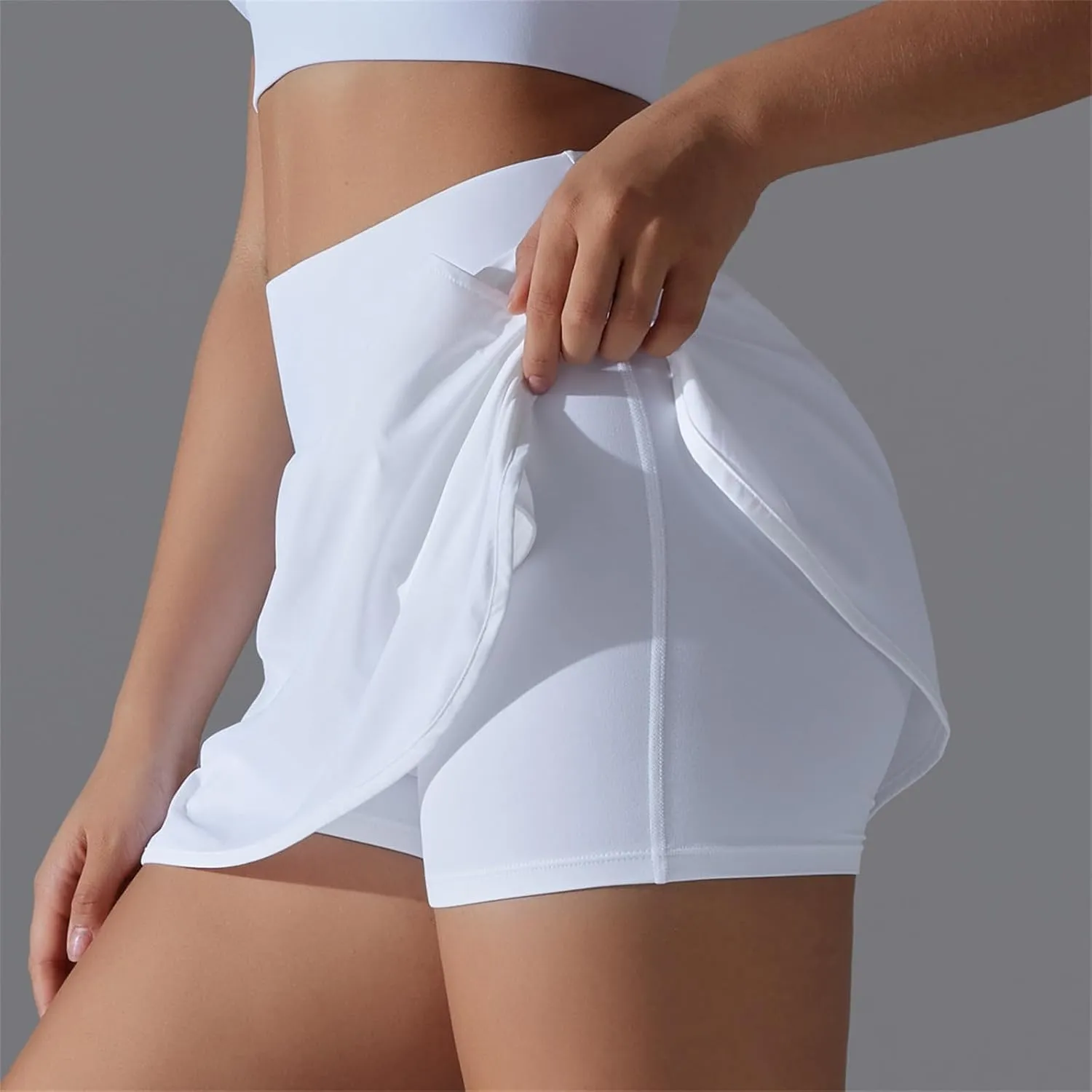 Gcvizuso Shorts for Women High Waisted Quick Dry Pants Athletic Workout Tennis Skirts Flowy Running Solid Short with Pocket