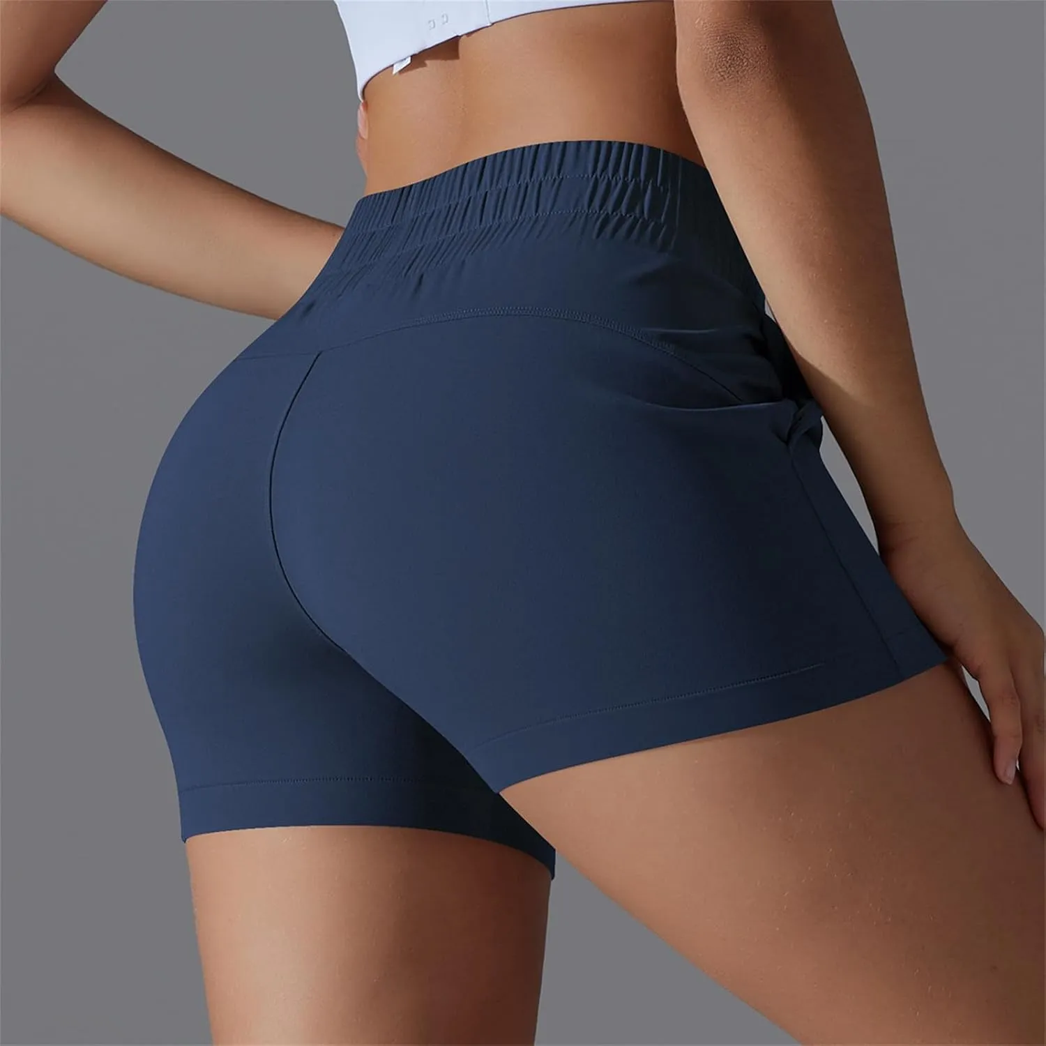 Gcvizuso Shorts for Women High Waisted Quick Dry Pants Athletic Workout Tennis Skirts Flowy Running Solid Short with Pocket