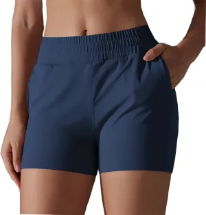 Gcvizuso Shorts for Women High Waisted Quick Dry Pants Athletic Workout Tennis Skirts Flowy Running Solid Short with Pocket
