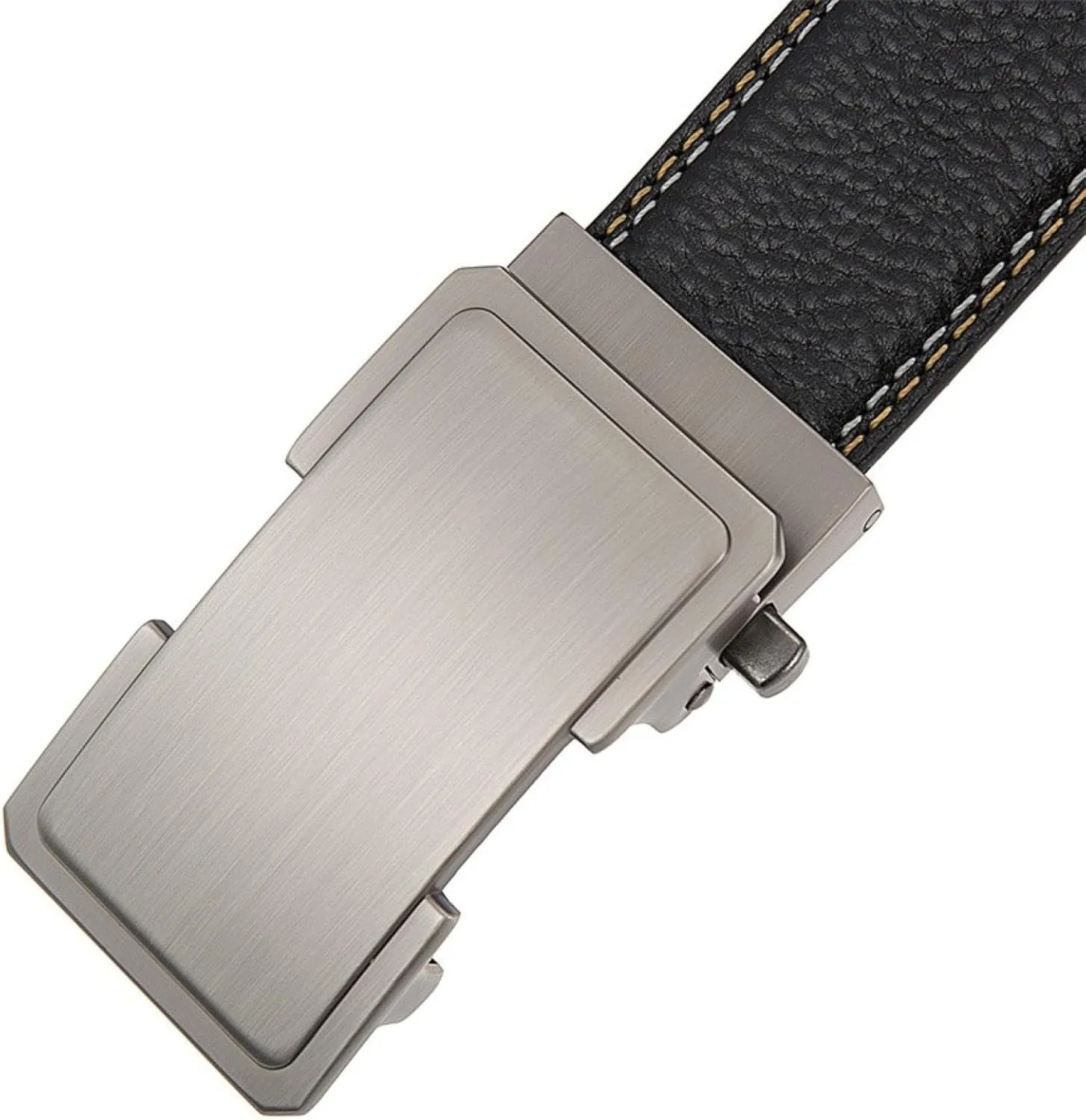Genuine Black Leather Belts for Men Automatic Buckle Ratchet Luxury