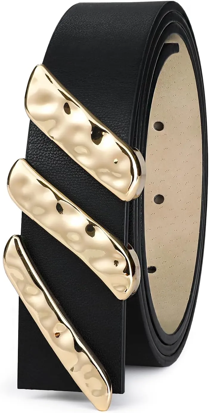 Genuine Leather Belts for Women Belt with Gold Buckle for Jeans Dresses and Casual Outfits