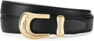 Genuine Leather Belts for Women Belt with Gold Buckle for Jeans Dresses and Casual Outfits