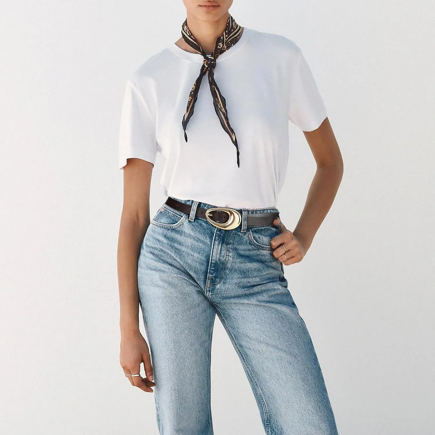 Genuine Leather Belts for Women Belt with Gold Buckle for Jeans Dresses and Casual Outfits