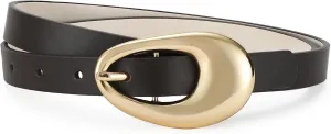 Genuine Leather Belts for Women Belt with Gold Buckle for Jeans Dresses and Casual Outfits