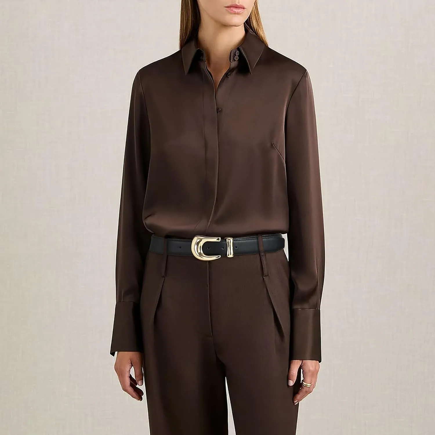 Genuine Leather Belts for Women Belt with Gold Buckle for Jeans Dresses and Casual Outfits