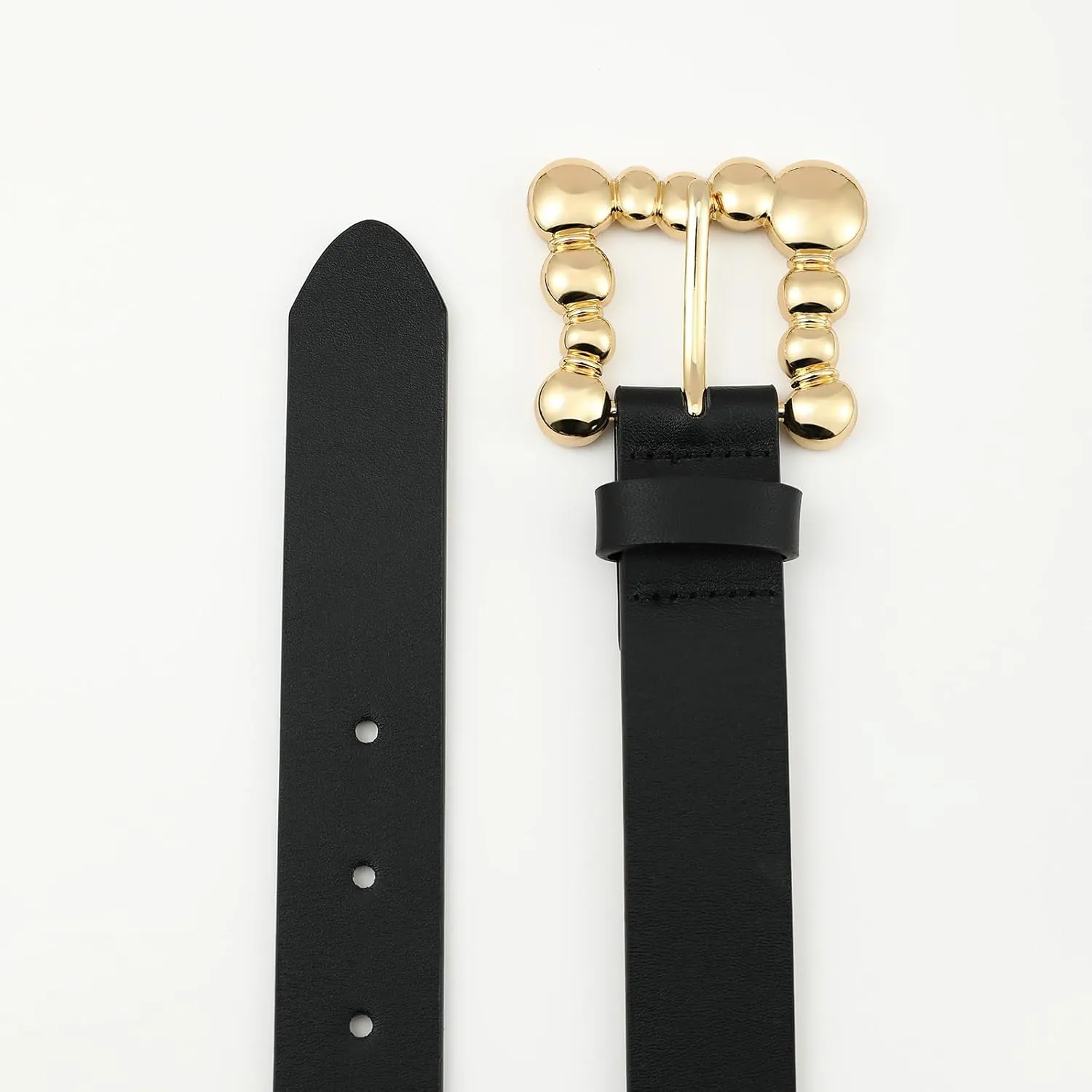Genuine Leather Belts for Women Belt with Gold Buckle for Jeans Dresses and Casual Outfits