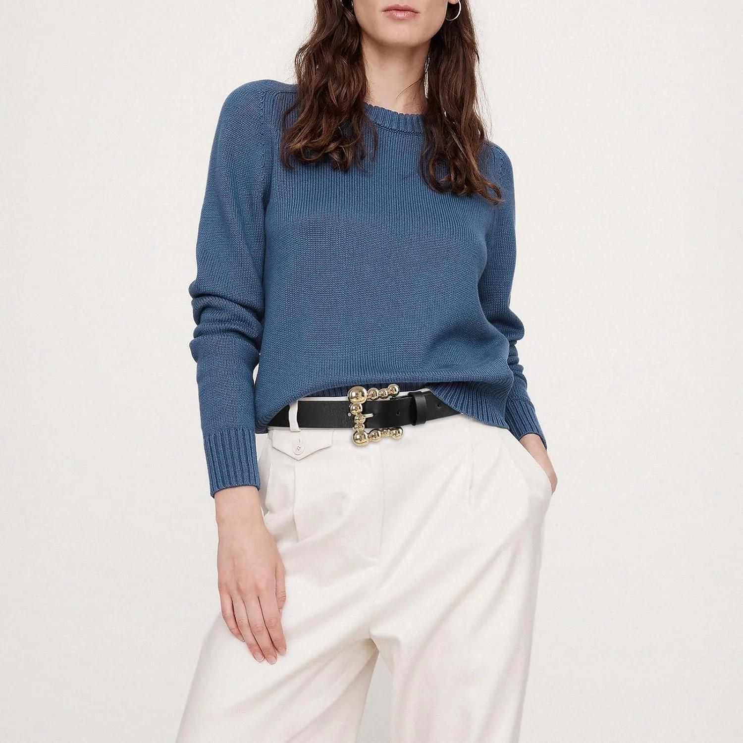 Genuine Leather Belts for Women Belt with Gold Buckle for Jeans Dresses and Casual Outfits