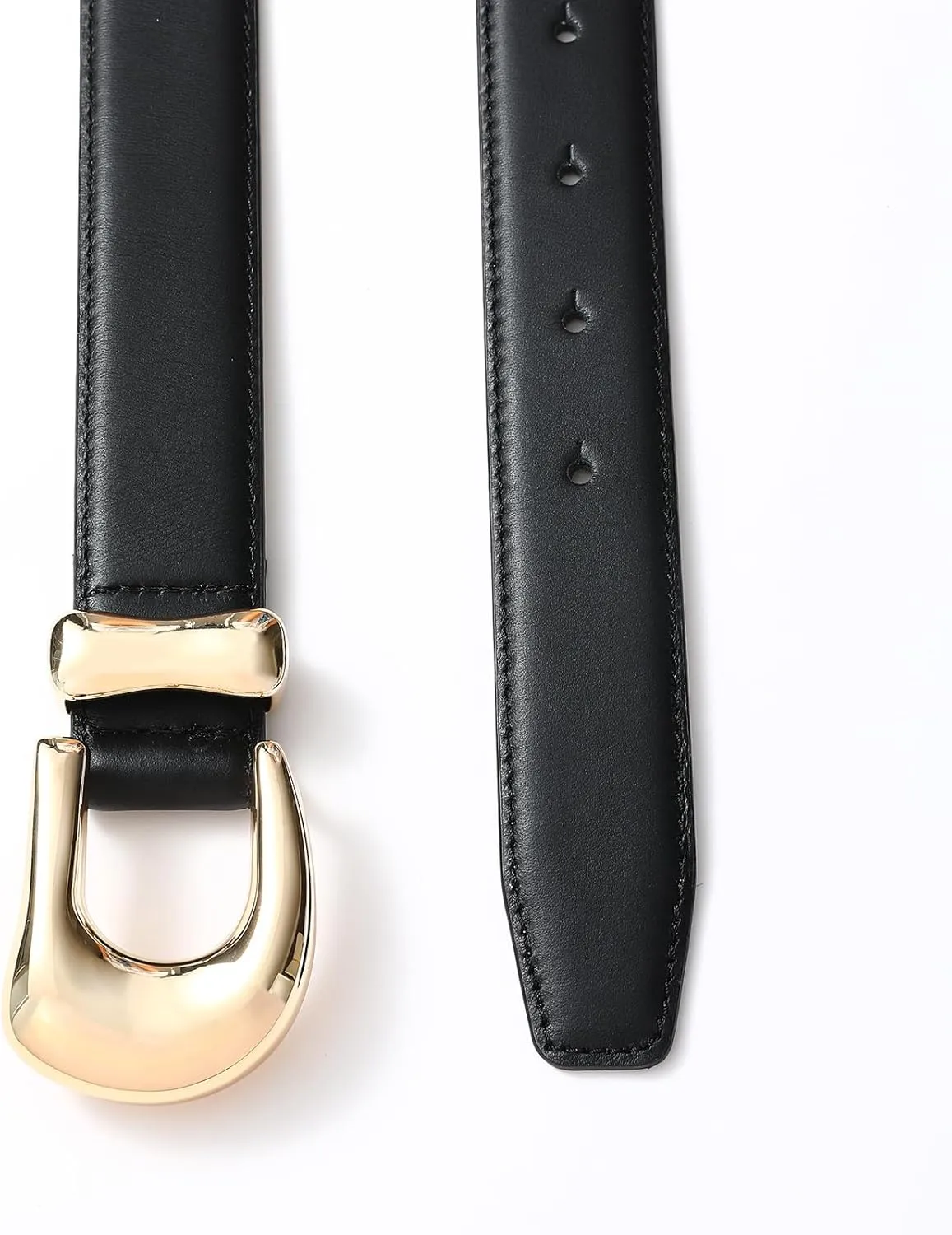 Genuine Leather Belts for Women Belt with Gold Buckle for Jeans Dresses and Casual Outfits