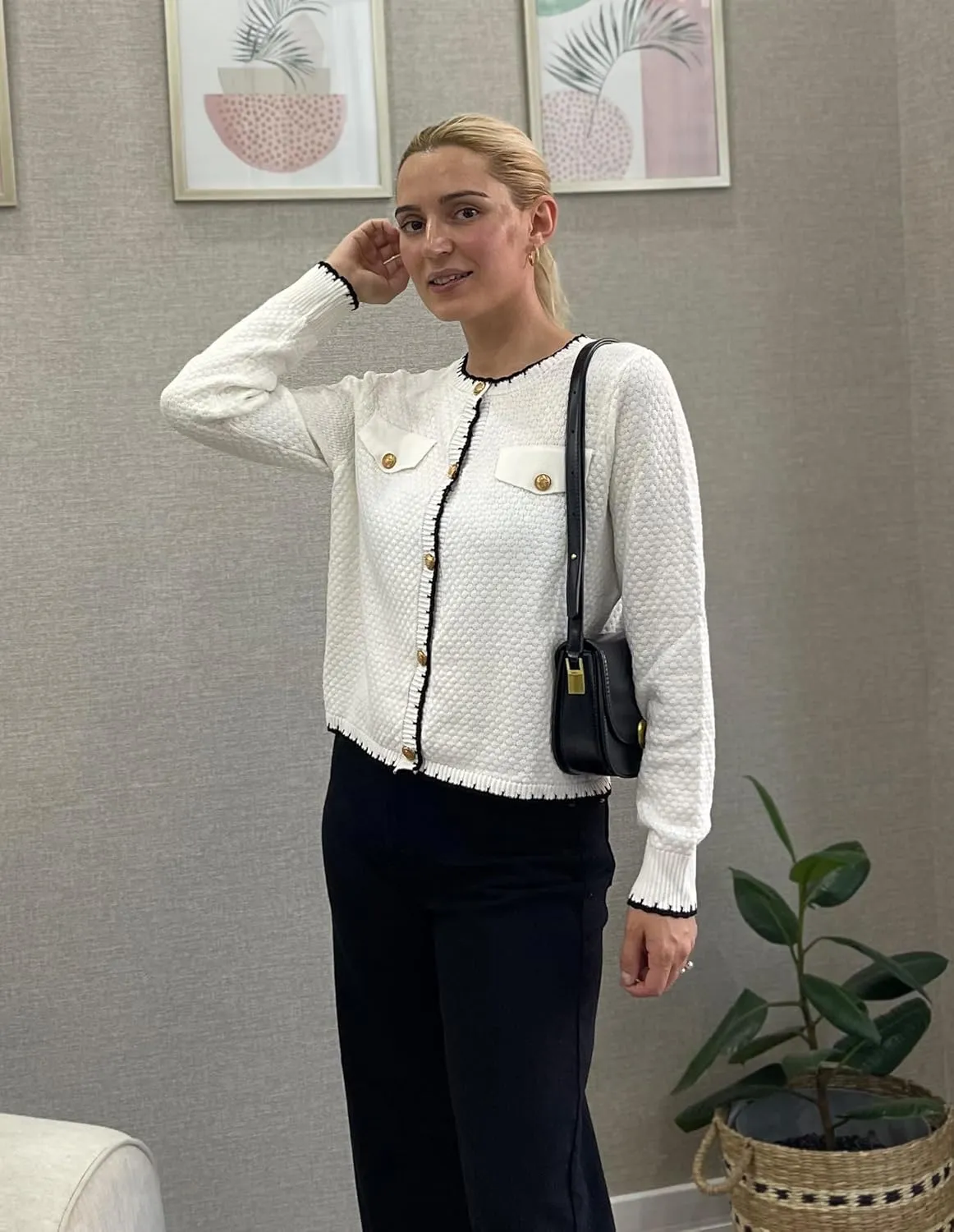 GRACE KARIN Women's Cardigans 2024 Button Down Knit Sweater Contrast Color Lightweight Lady Jackets Fall Outfits