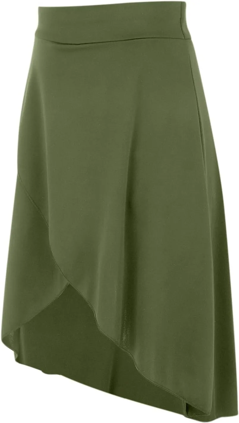 High Waist Maxi Skirt with Slit Ruffle Wrap Skirt Trendy Flowy Skirts for Women Long Skirts with Shorts Underneath