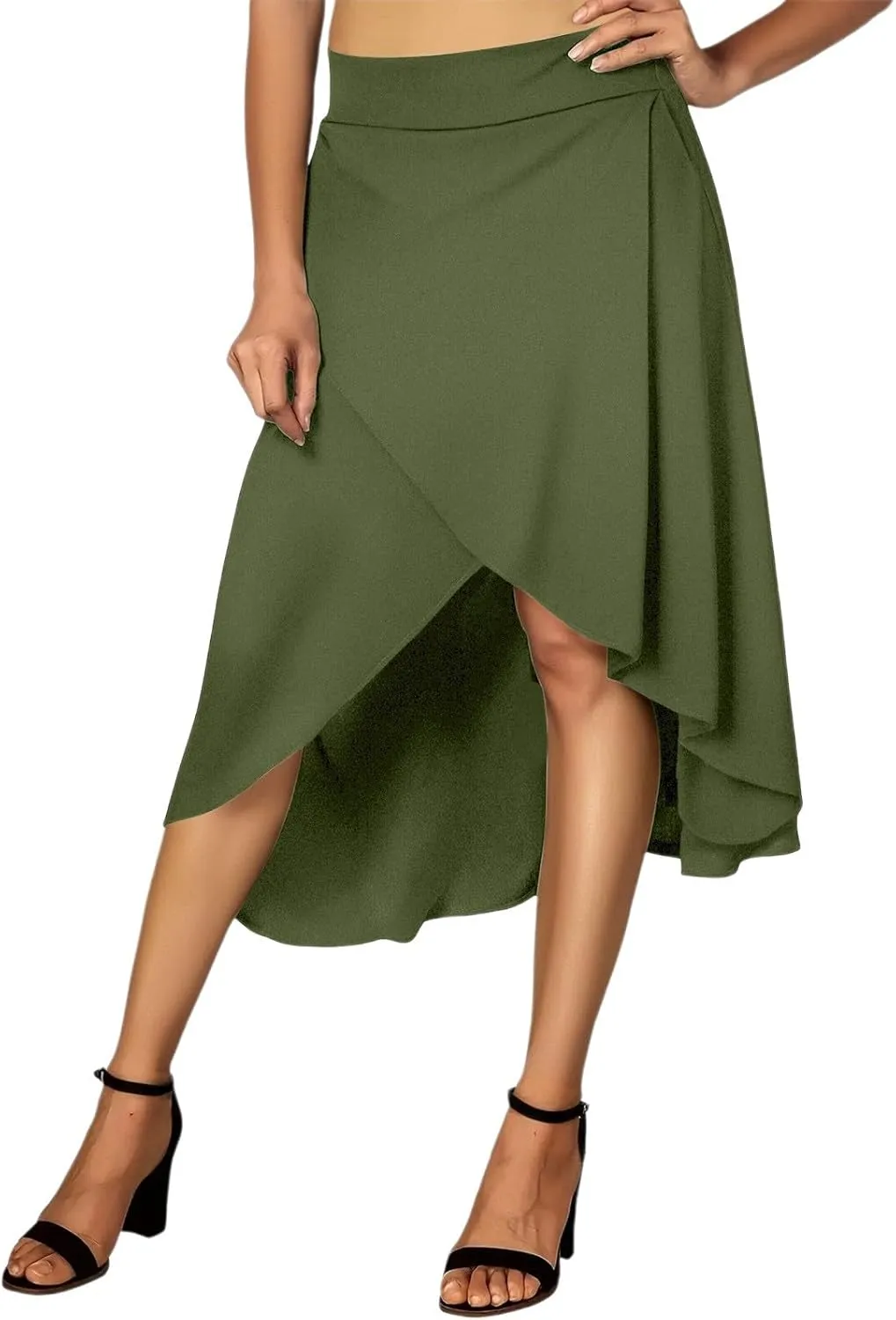 High Waist Maxi Skirt with Slit Ruffle Wrap Skirt Trendy Flowy Skirts for Women Long Skirts with Shorts Underneath