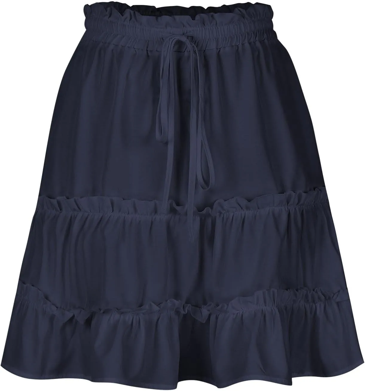 hlysgo Ruffle Mini Skirt for Women High Waisted Tiered A-Line Casual Summer Vacation Boho Beach Trendy Flowy Short Skirts