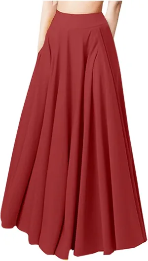 hlysgo Women's Summer Flowy Swing A-Line Maxi Skirt 2025 Fashion Trendy High Waist Pleated Long Dress with Pockets