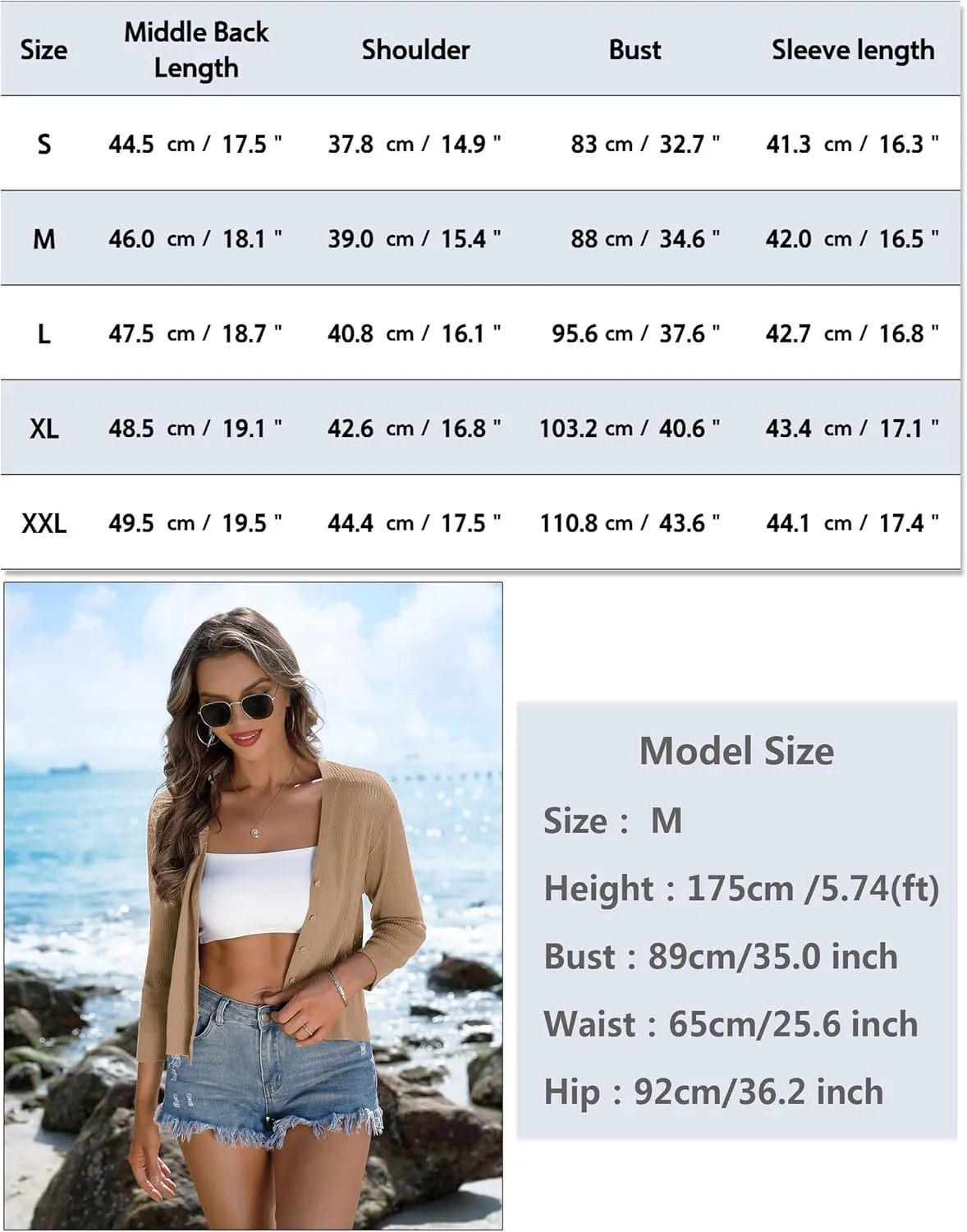 iClosam Womens Summer Lightweight Cropped Cardigans 3/4 Sleeve Knit Shrugs V Neck Button Down Cardigans Sweaters