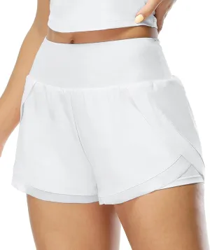 icyzone Women's Athletic Shorts - UPF50  Gym Running Workout Shorts 2-in-1 Tummy Control Quick Dry