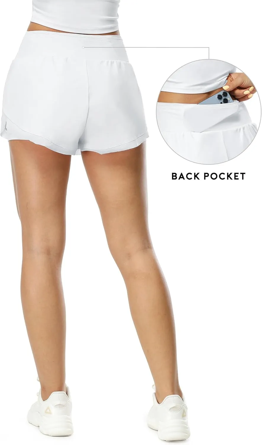 icyzone Women's Athletic Shorts - UPF50  Gym Running Workout Shorts 2-in-1 Tummy Control Quick Dry