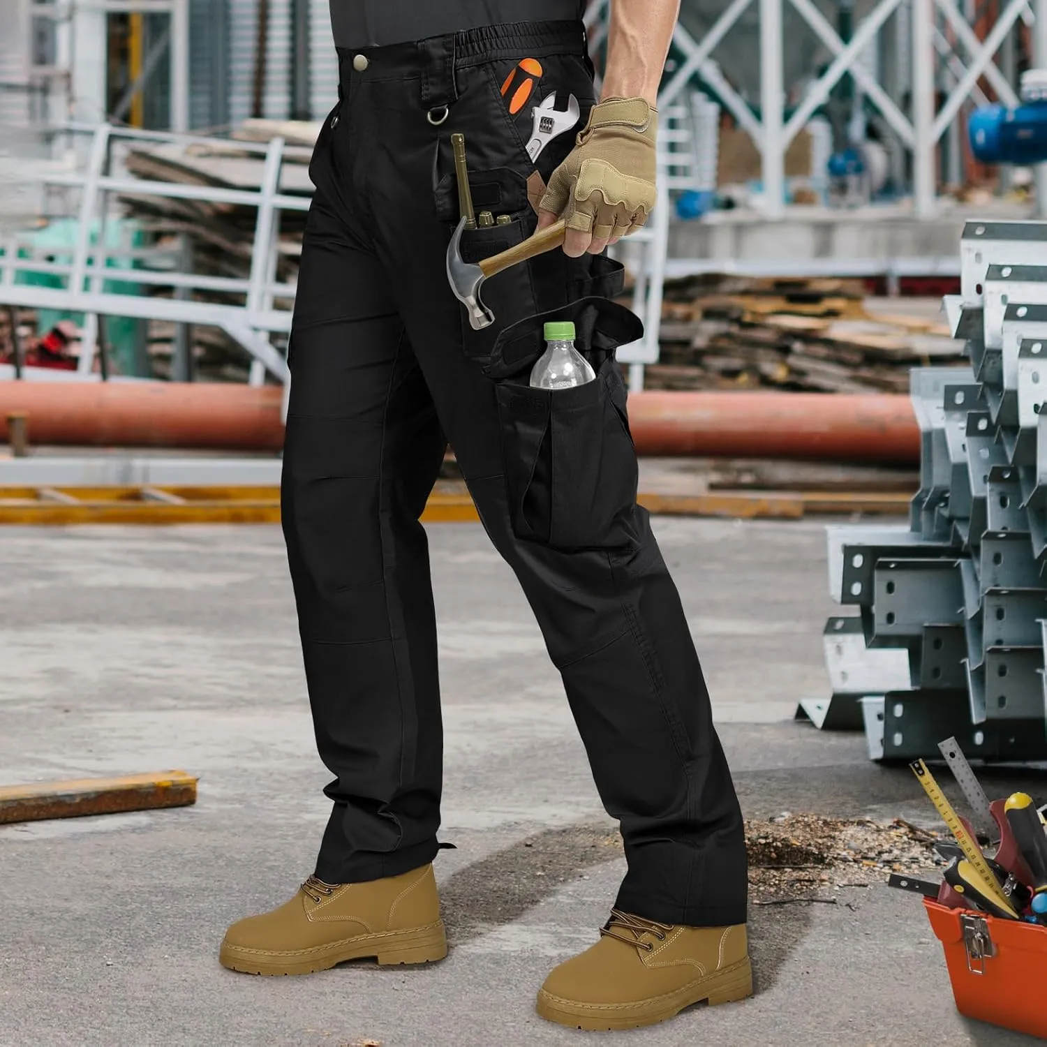 IGOLUMON Men's Stretch Tactical Pants, Breathable Ripstop Cargo Pants, Outdoor Lightweight EDC Work Hiking Pants