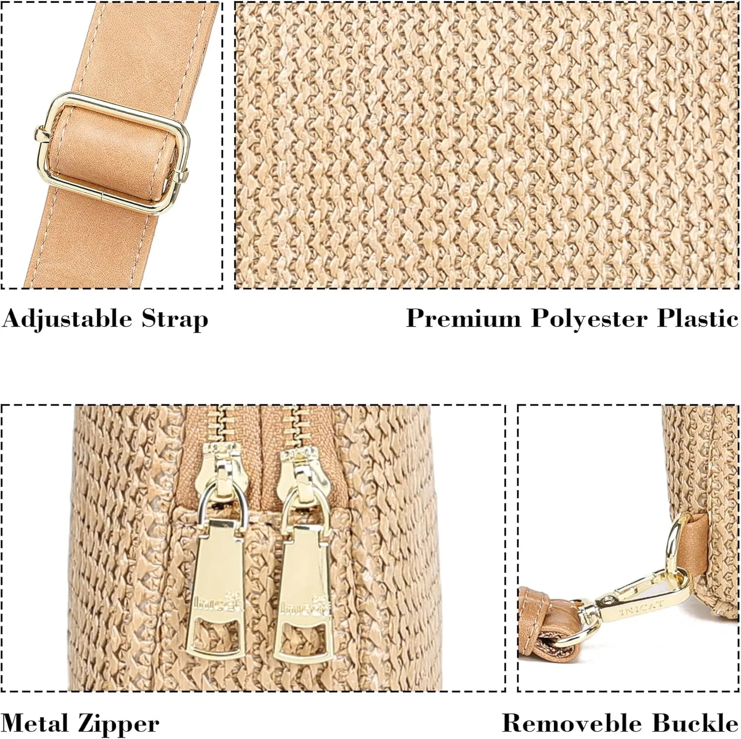 INICAT Summer Straw Bag Small Sling Beach Bag Crossbody Bags for Women