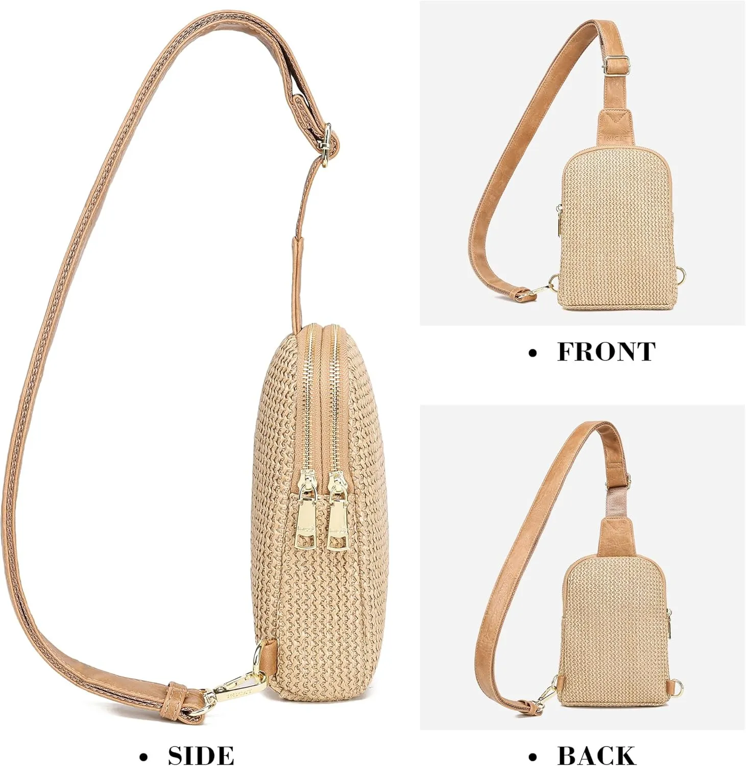 INICAT Summer Straw Bag Small Sling Beach Bag Crossbody Bags for Women