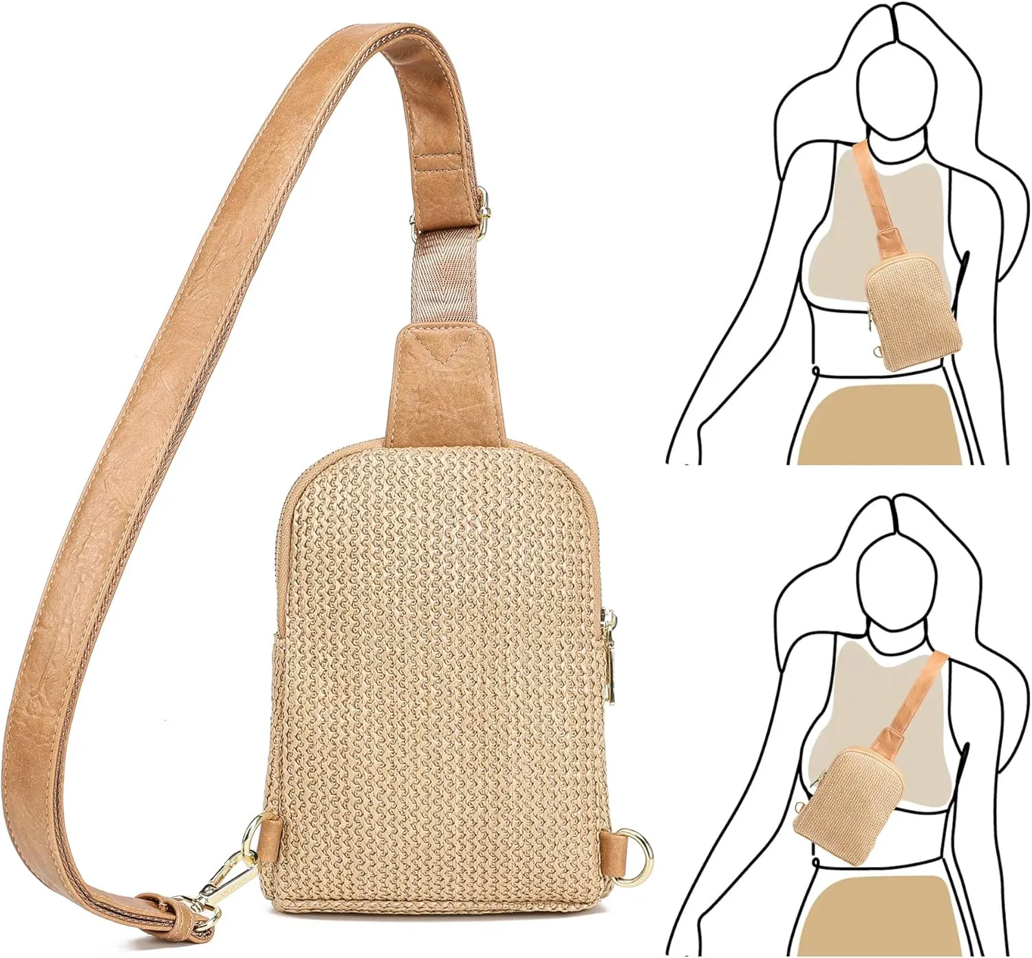 INICAT Summer Straw Bag Small Sling Beach Bag Crossbody Bags for Women