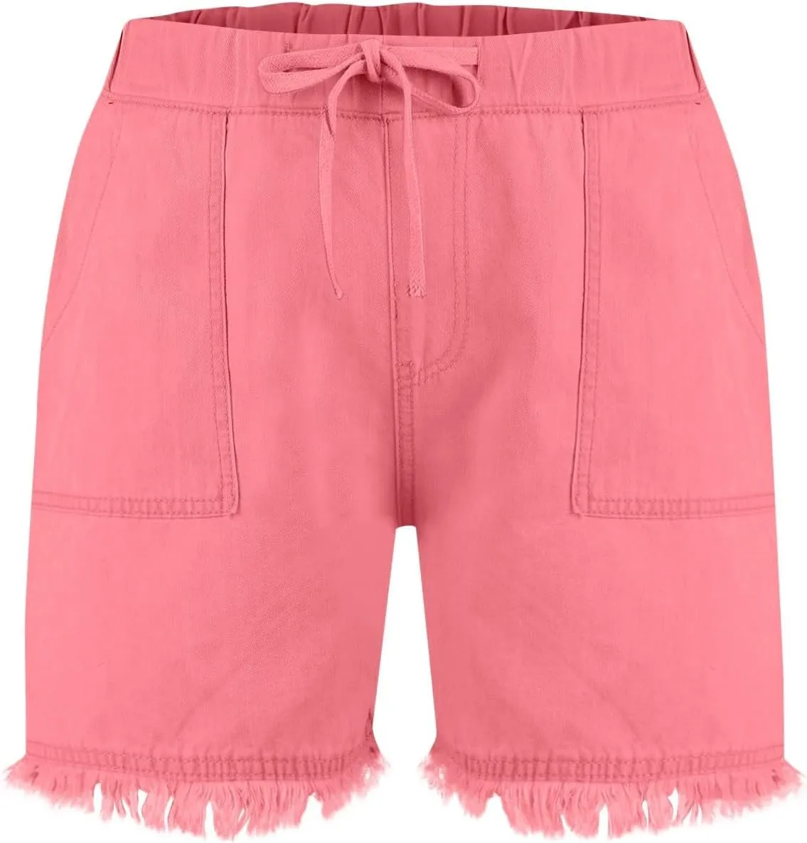 Jean Shorts Women High Waisted Drawstring Cut Off Denim Shorts Summer Hot Raw Hem Jeans Short Pants with Pockets