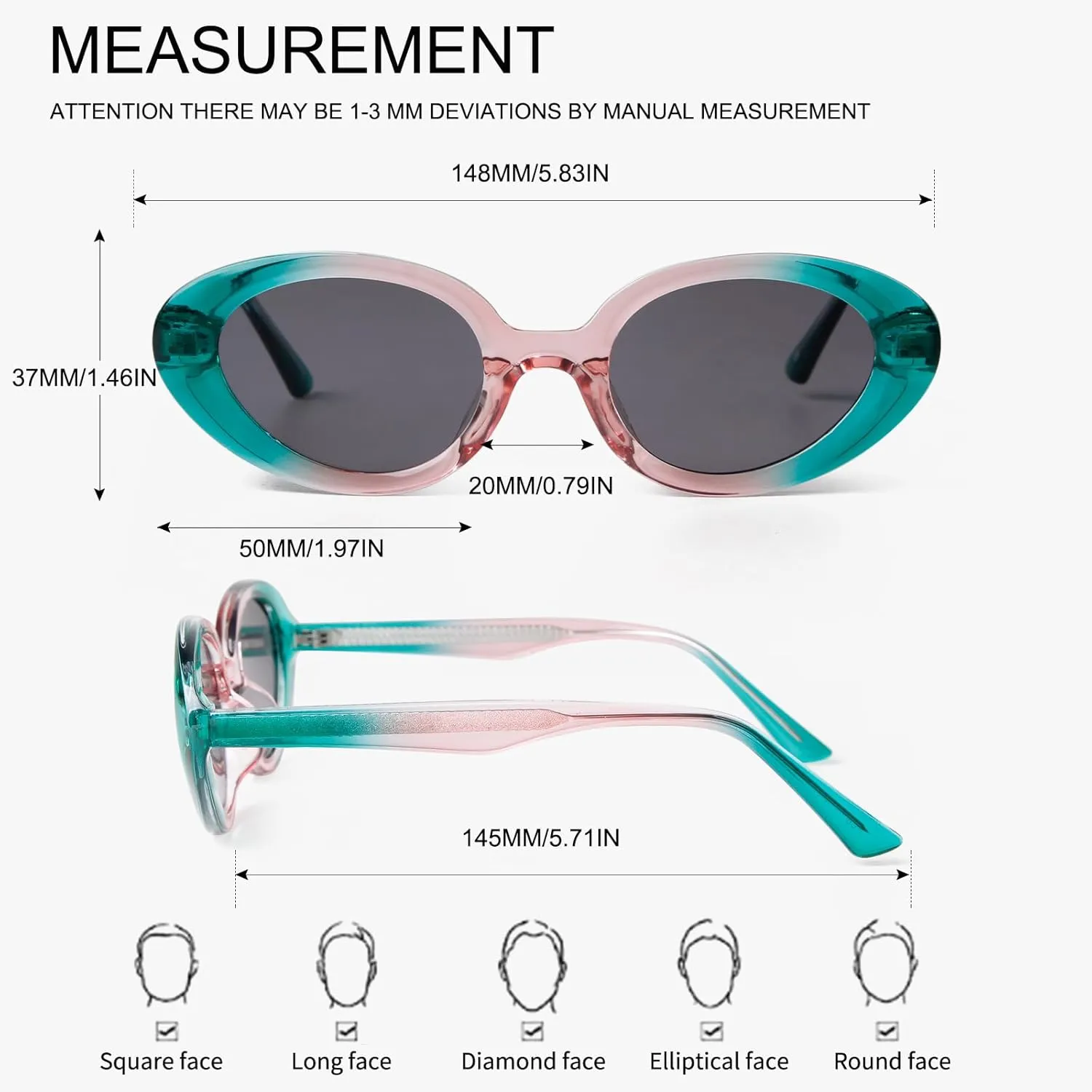 KFPH Retro Oval Sunglasses 90s Vintage Sun Glasses Trendy Cat Eyes Sunglasses for Women Men