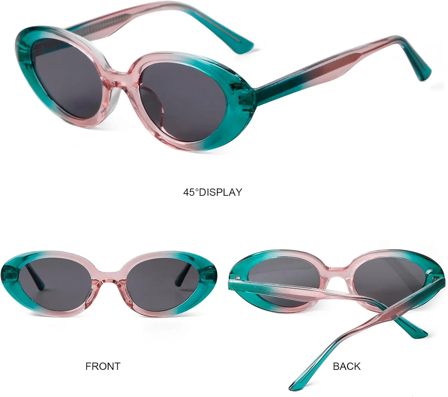 KFPH Retro Oval Sunglasses 90s Vintage Sun Glasses Trendy Cat Eyes Sunglasses for Women Men