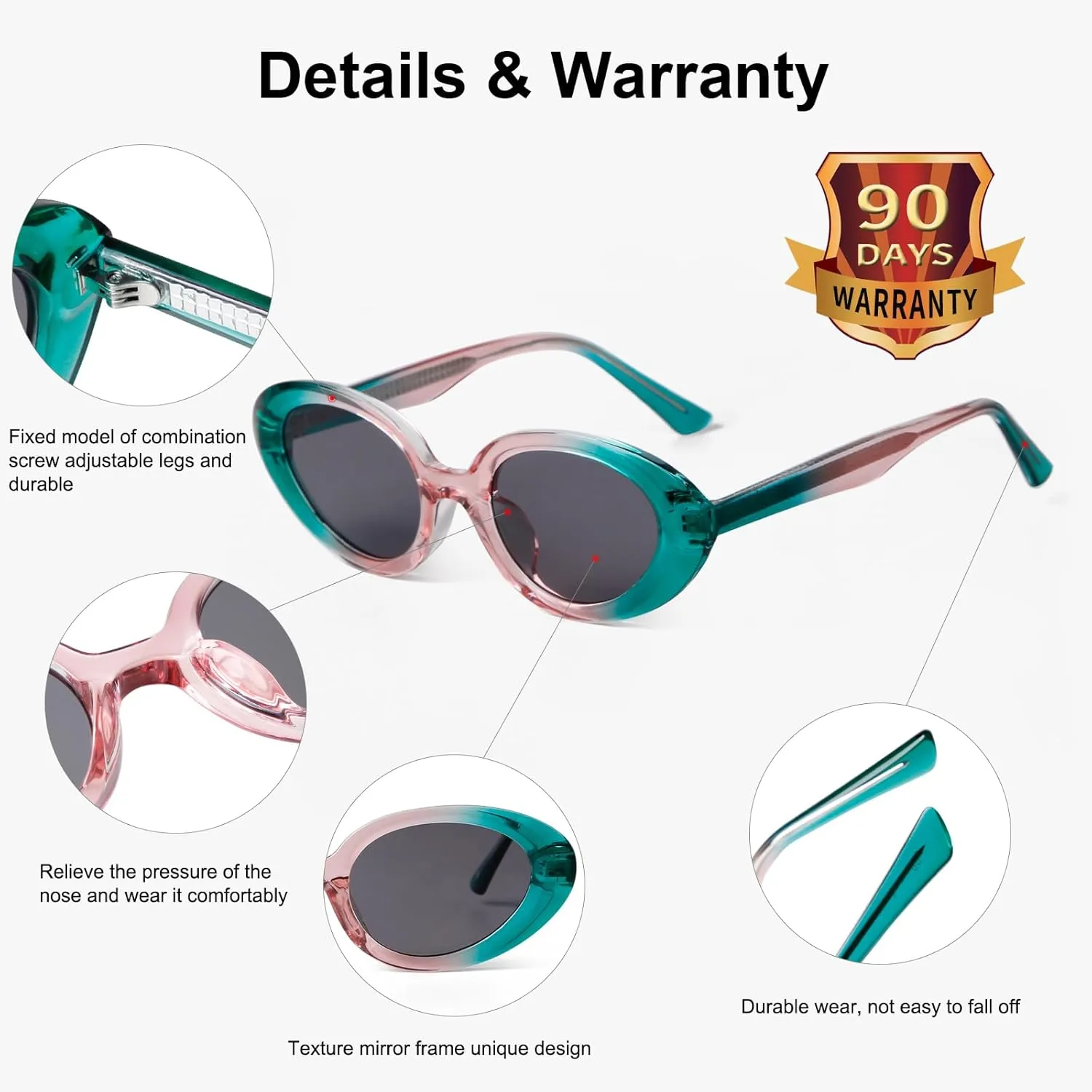 KFPH Retro Oval Sunglasses 90s Vintage Sun Glasses Trendy Cat Eyes Sunglasses for Women Men