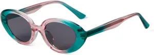 KFPH Retro Oval Sunglasses 90s Vintage Sun Glasses Trendy Cat Eyes Sunglasses for Women Men
