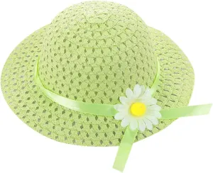 Kids 𝐒traw Hat Wide Brim Floppy Woven Sun Visor Hat Little Girls Sun Hat Gardening Hat with Flower for Tea Party