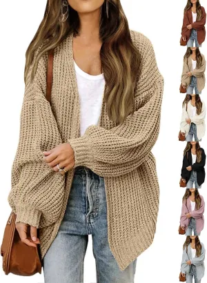 Knit Cardigan Sweaters for Women Open Front Cardigan Ladies Cute Casual Fall Outfits Knitted Sweater