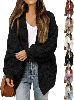Knit Cardigan Sweaters for Women Open Front Cardigan Ladies Cute Casual Fall Outfits Knitted Sweater