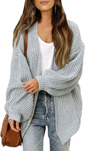 Knit Cardigan Sweaters for Women Open Front Cardigan Ladies Cute Casual Fall Outfits Knitted Sweater