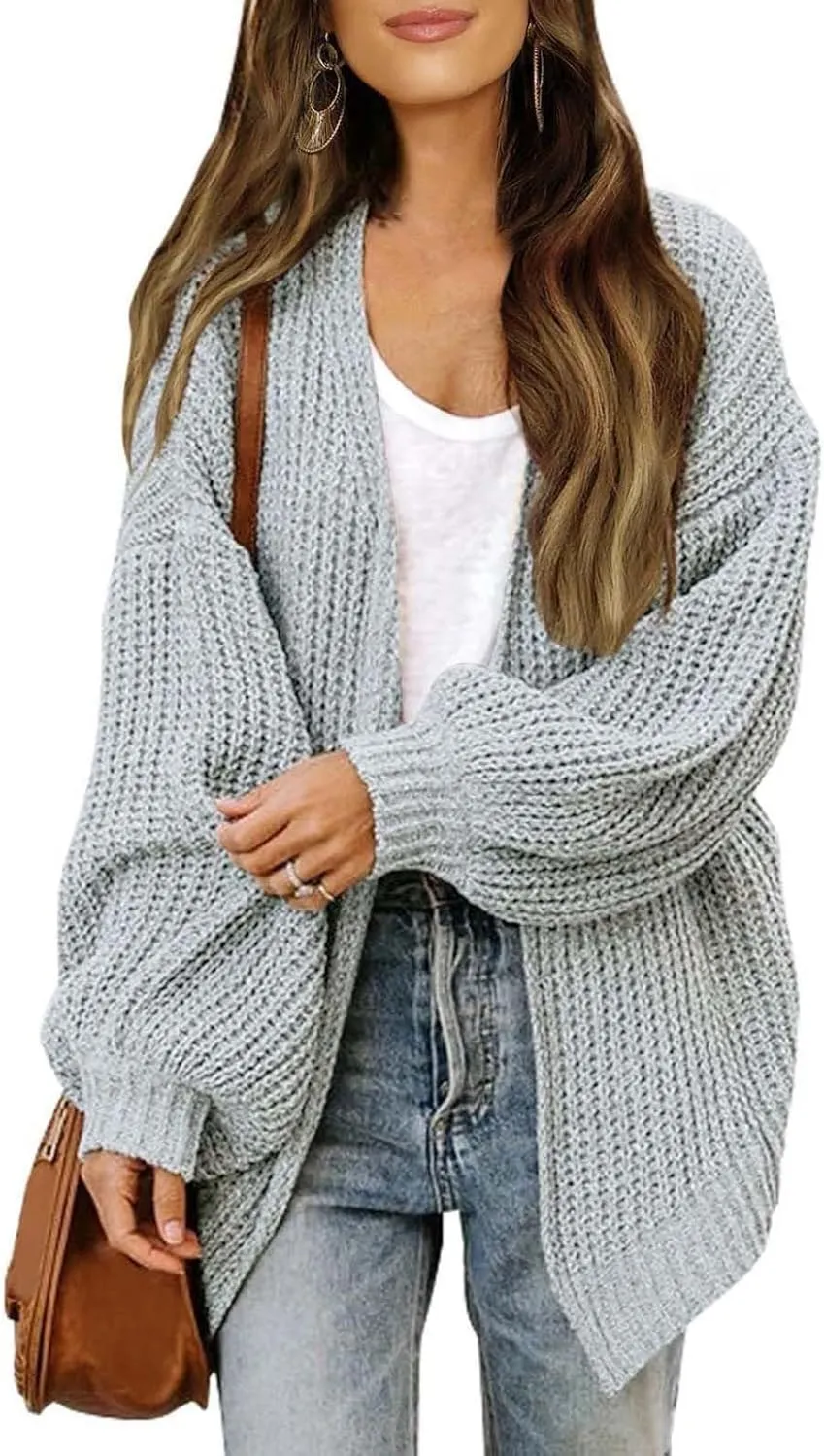 Knit Cardigan Sweaters for Women Open Front Cardigan Ladies Cute Casual Fall Outfits Knitted Sweater